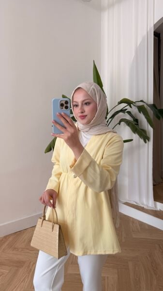 Belden Lastikli Ceket sarı - 2