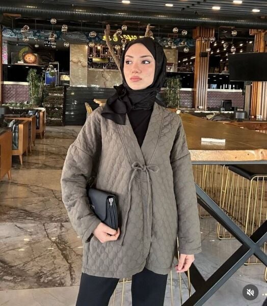Premium Tasarım Kapitone Ceket haki - 1