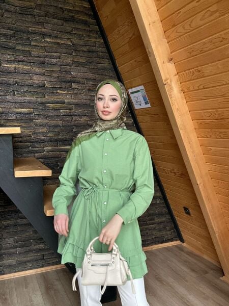 Belden Bağcıklı Tunik mint yeşili - l-xl