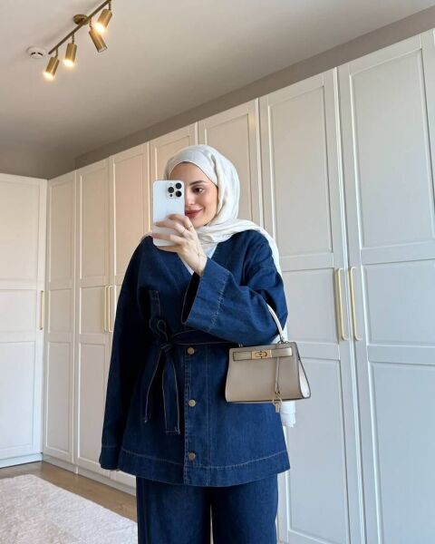 Bağlamalı Denim Takım 1 - lacivert