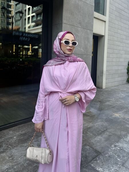 Bağlamalı Tasarım Elbise şeker pembe - s