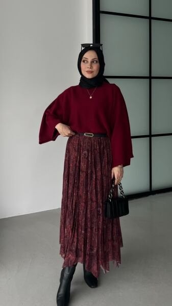 Etnik Desen Etek bordo - standart