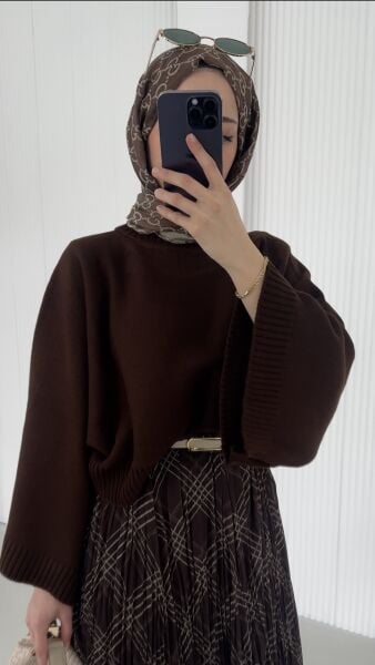 Oversize Kesim Kazak kahve - standart