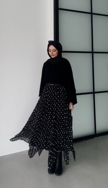 Puantiye Etek siyah - standart