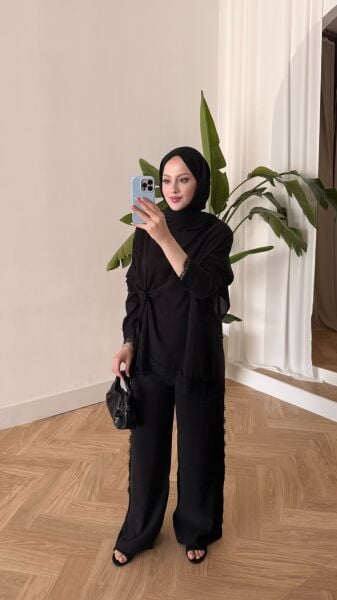Nox Güpür Detaylı Takım siyah - l